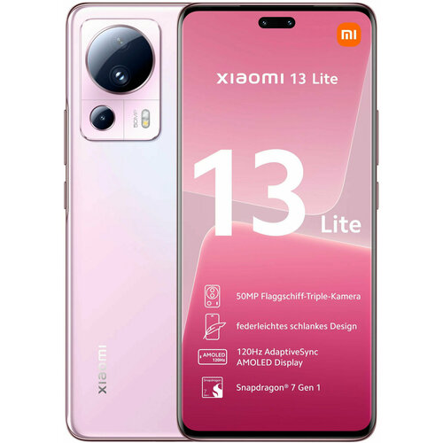 Смартфон Xiaomi 13 Lite 8256 ГБ RUEAC Dual nano SIM розовый pink 33990₽