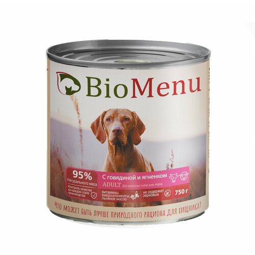 BioMenu Консервы для собак тушеная Говядина и ягненок 750г (12шт) biomenu консервы для собак тушеная говядина и ягненок 750гр