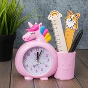 Часы-будильник с подставкой д/канцелярии Rainbow unicorn, pink 7050-01