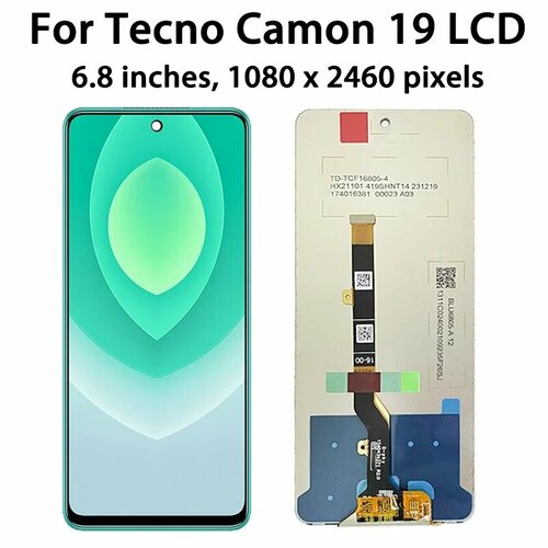 68-дюймовый IPS для Tecno Camon 19 Camon19 CI6n ЖК-дисплей с дигитайзером сенсорного экрана в сборе с рамкой LCD With Frame 1417₽
