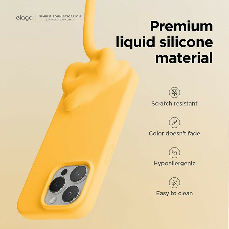 Elago силиконовый чехол для iPhone 15 Pro Max, Soft silicone (Liquid) Sunshine — фото 1