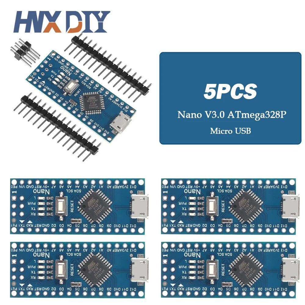 Funduino Nano 3.0 ATmega328P CH340, 5pcs-Micro USB