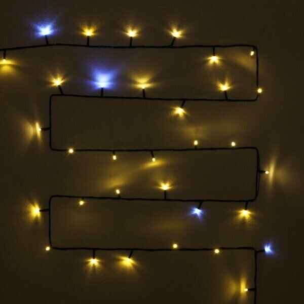 Гирлянда для улицы "Мерцание" 11м 120 ламп LED чёрный провод,1 реж, IP-54, Теплый белый, белое мерца