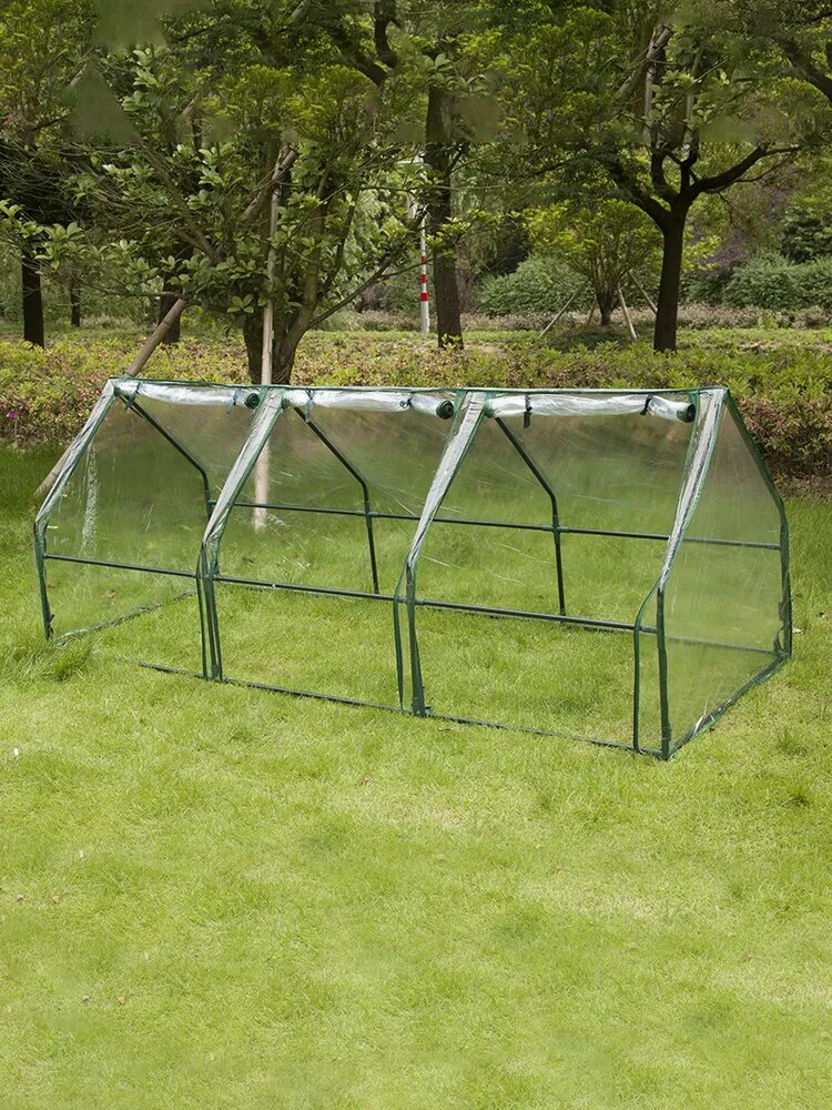 Теплица PP-OD00445 морозоустойчивая 240 см x 90 см x 90 см каркас с прозрачным пластиковым покрытием