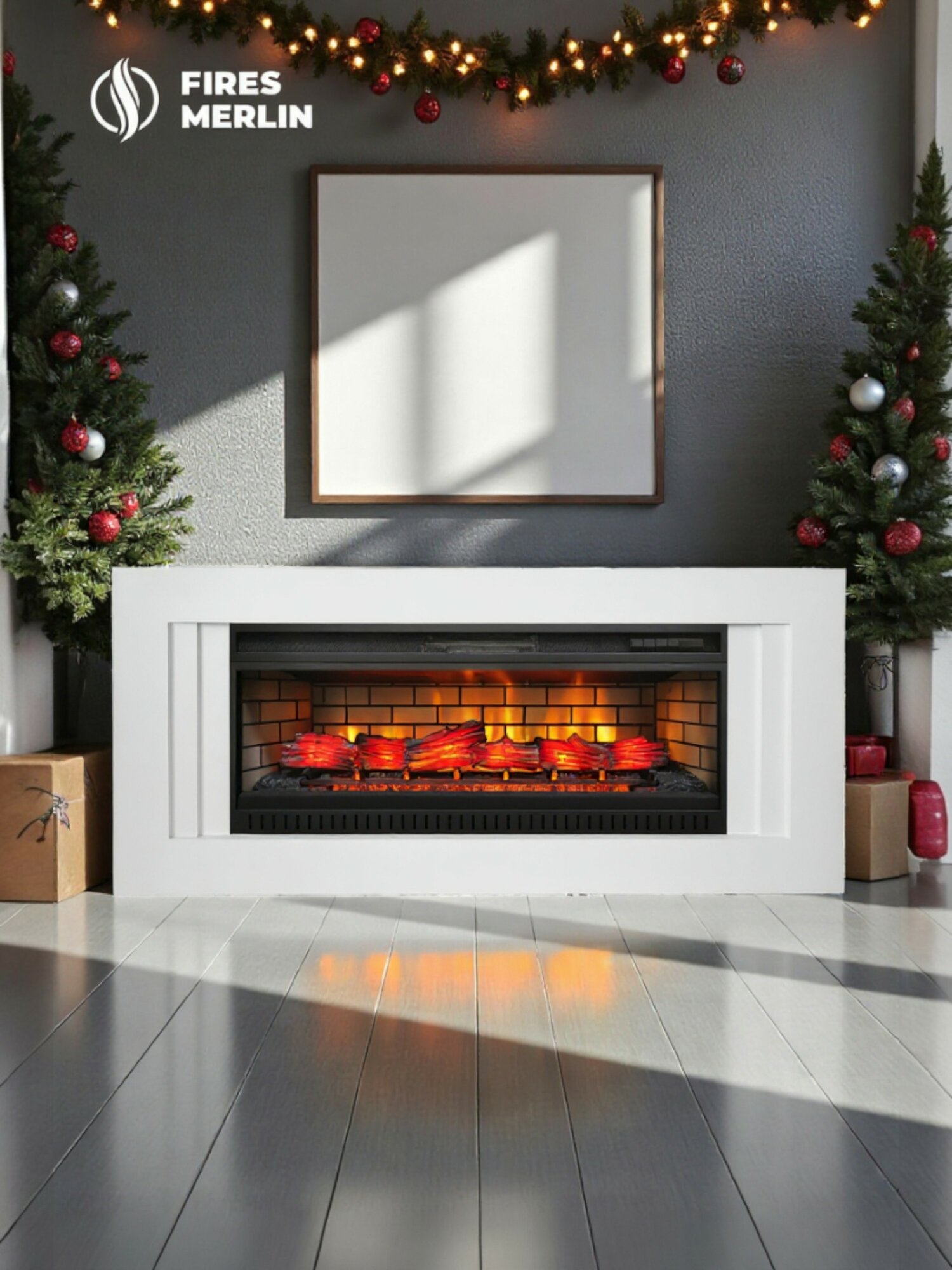 Камин электрический Fires Merlin Лайн WT белый c очагом Jack 45 электрокамин с обогревом напольный