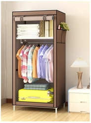 Тканевый шкаф для хранения одежды / Складной каркасный шкаф 70х45х160 см, коричневый