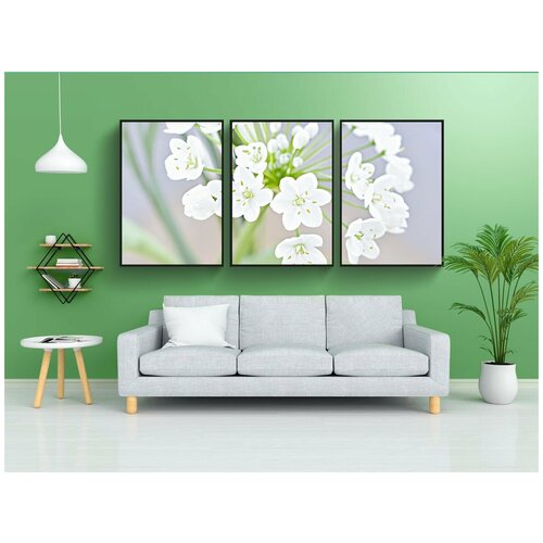 фото Набор модулных постеров для интерьера "цветок, цвести, белый" 60x90 см. в тубусе, без рамки lotsprints