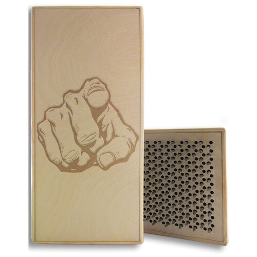 фото Доска садху белая человек - 268, размер 31x14, шаг гвоздей 10 мм чакра