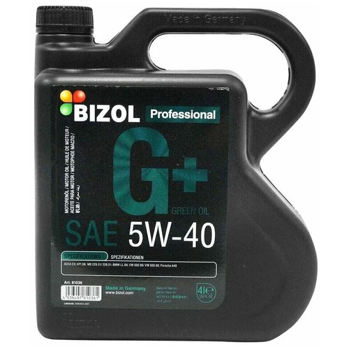 Bizol НС-синт. мот.масло Green Oil+ 5W-40 SN C3 (4л)