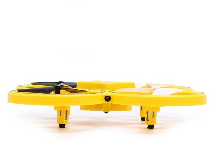 Квадрокоптер радиоуправляемый DRONE подсветка работает от аккумулятора цвет жёлтый