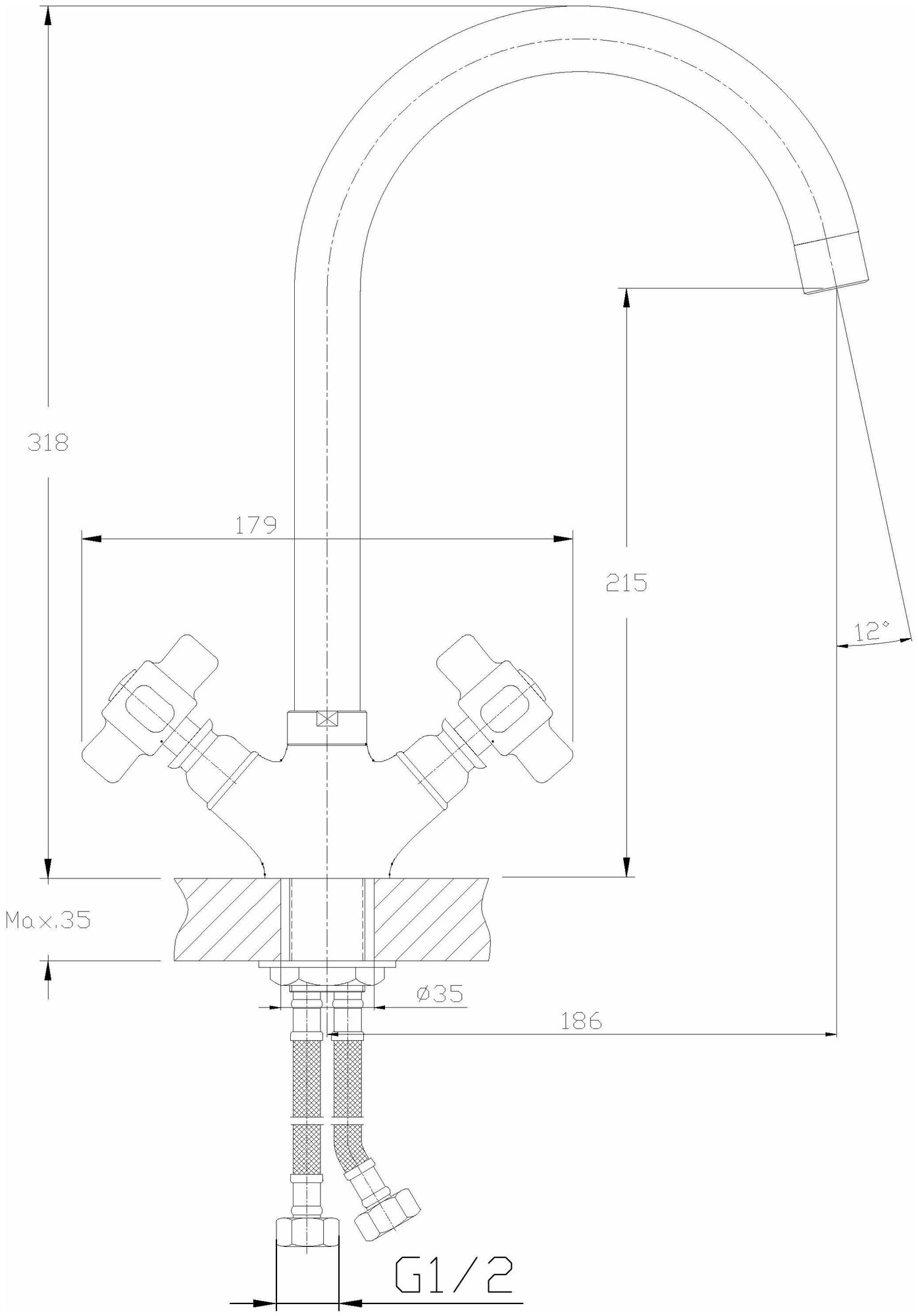 Смеситель для кухни Haiba HB4118, хром - фотография № 3