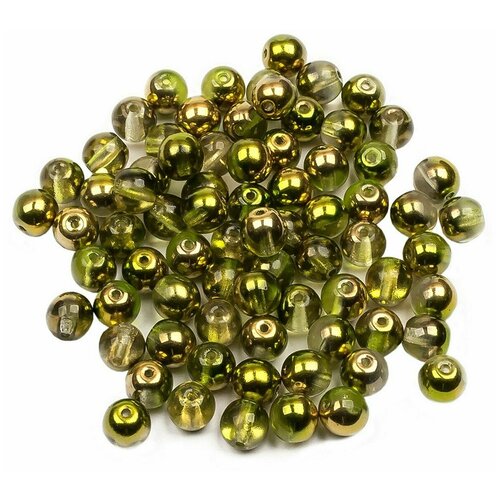 Стеклянные чешские бусины, круглые, Round Beads, 6 мм, цвет Crystal Sunny Magic Citrus, 75 шт.