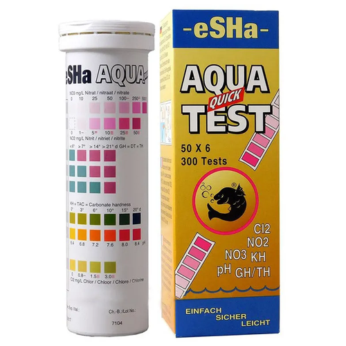 ESHa Aqua-Quick-Test 6in1 (50 шт.) - тесты для определения 6 основных параметров воды в аквариуме: pH, kH, gH, NO2, NO3, Cl. (Еша, Эша, тесты для воды) тест на ph и kh red sea ph kh alkalinity