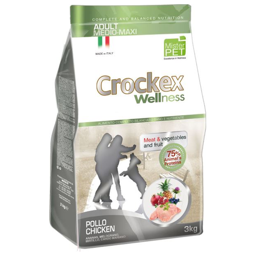 CROCKEX Wellness корм для взрослых собак средних и крупных пород, курица с рисом 3 кг (2 шт)