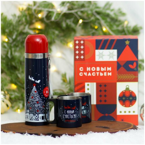 фото Подарочный набор "согревайся", термос, кружка 2 шт / новый год сима-ленд