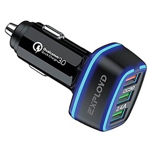 фото Зарядное устройство exployd ray 3хusb 2.4a 30w qc 3.0 black ex-z-1217