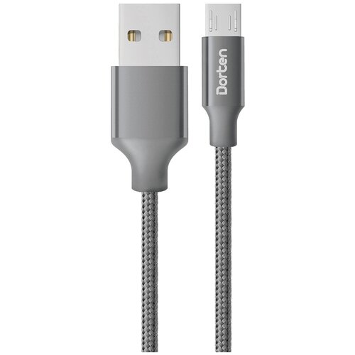 Кабель USB - micro USB Dorten 2м Metallic Series темно-серый