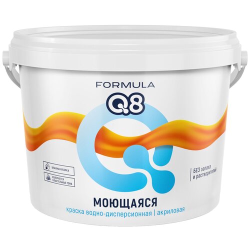 Краска водно-дисперсионная Formula Q8 Моющаяся матовая белый 5 кг краска фасадная водно дисперсионная formula q8 матовая белая 25 кг