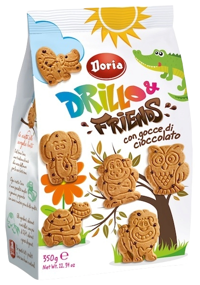 Печенье Bauli Doria Drillo & friends с шоколадной крошкой, 350 г - фотография № 1
