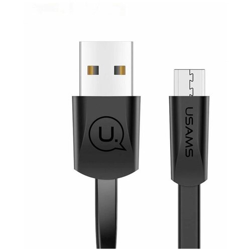 Дата кабель USB - micro USB USAMS-U2 плоский/Провод USB - micro USB/Кабель USB - micro USB разъем/Зарядный кабель черный (SJ201MIC01) дата кабель usams usb micro usb sj365 черный