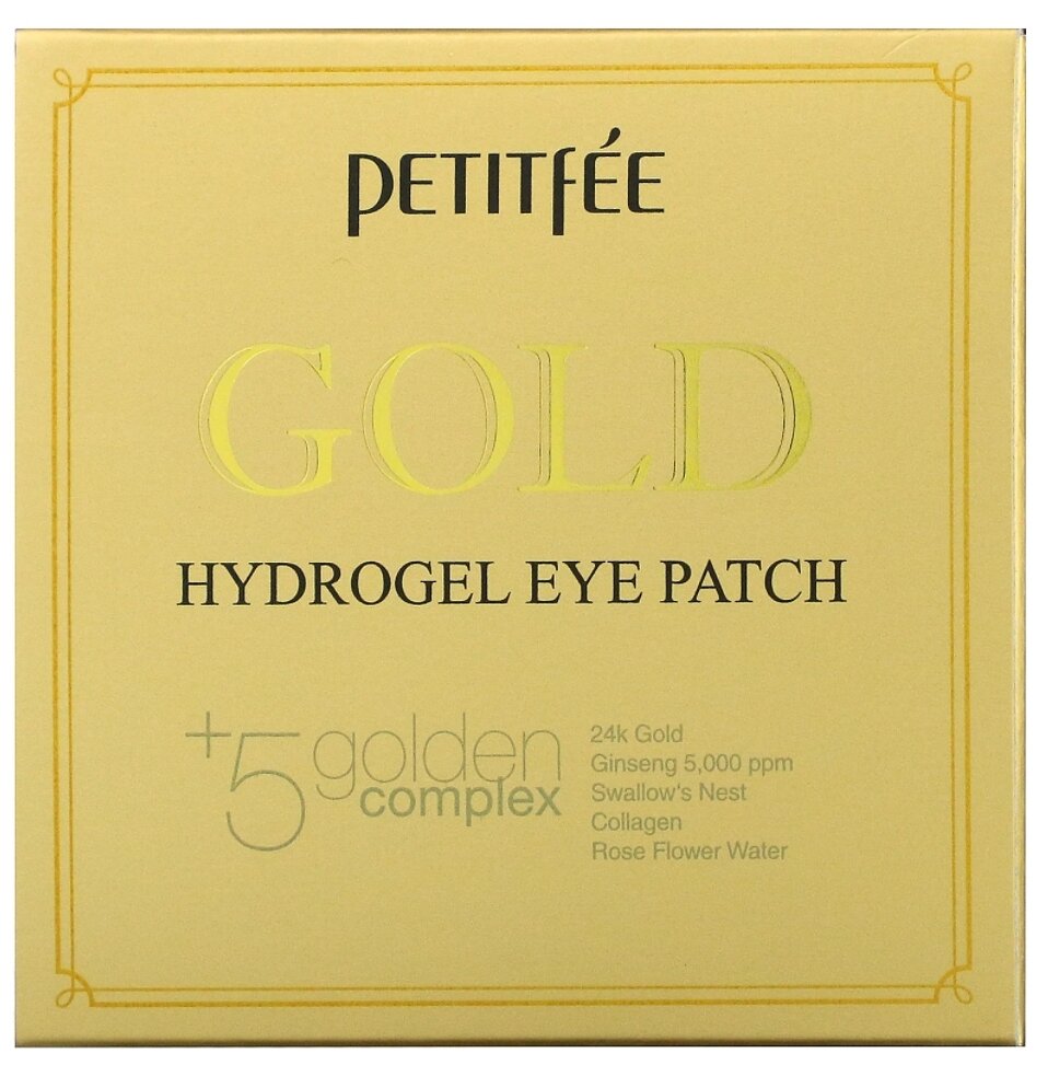 Petitfee Патчи для глаз гидрогелевые с золотом Gold Hydrogel , 60*1,4 г (Petitfee, ) - фото №7