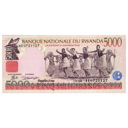 Руанда 5000 франков 1998 г Национальный танец UNC руанда 1000 франков 1998 г unc