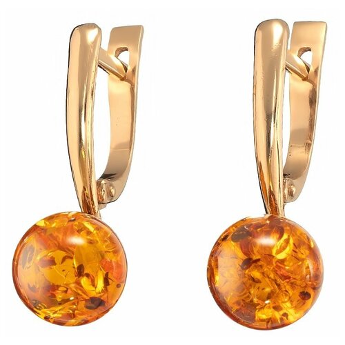 фото Серьги amberprofi, серебро, 925 проба, золочение, янтарь амберпрофи