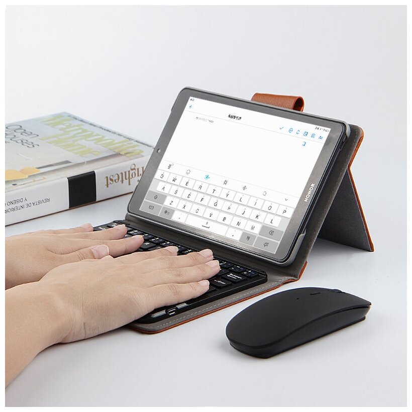 Клавиатура MyPads для HUAWEI MediaPad M5 Lite 8 64Gb LTE / HUAWEI MediaPad M5 Lite 8 64Gb WiFi съёмная беспроводная Bluetooth в комплекте c кожан.