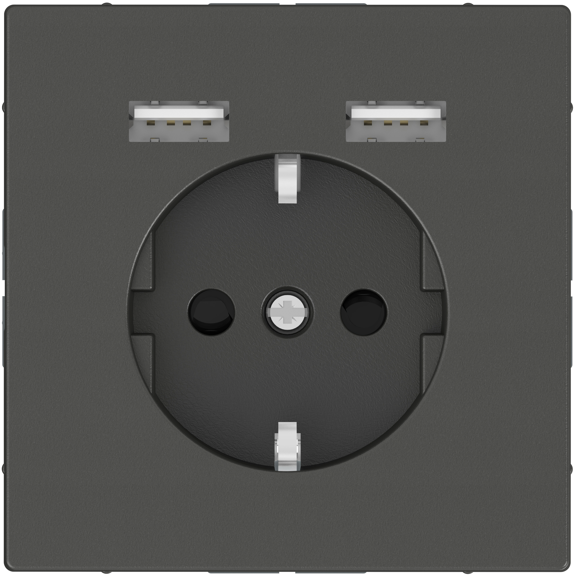 Розетка SCHUKO с 2 USB c зарядным устройством 2,4A (антрацит) Merten D-Life Schneider Electric, MTN2366-6034