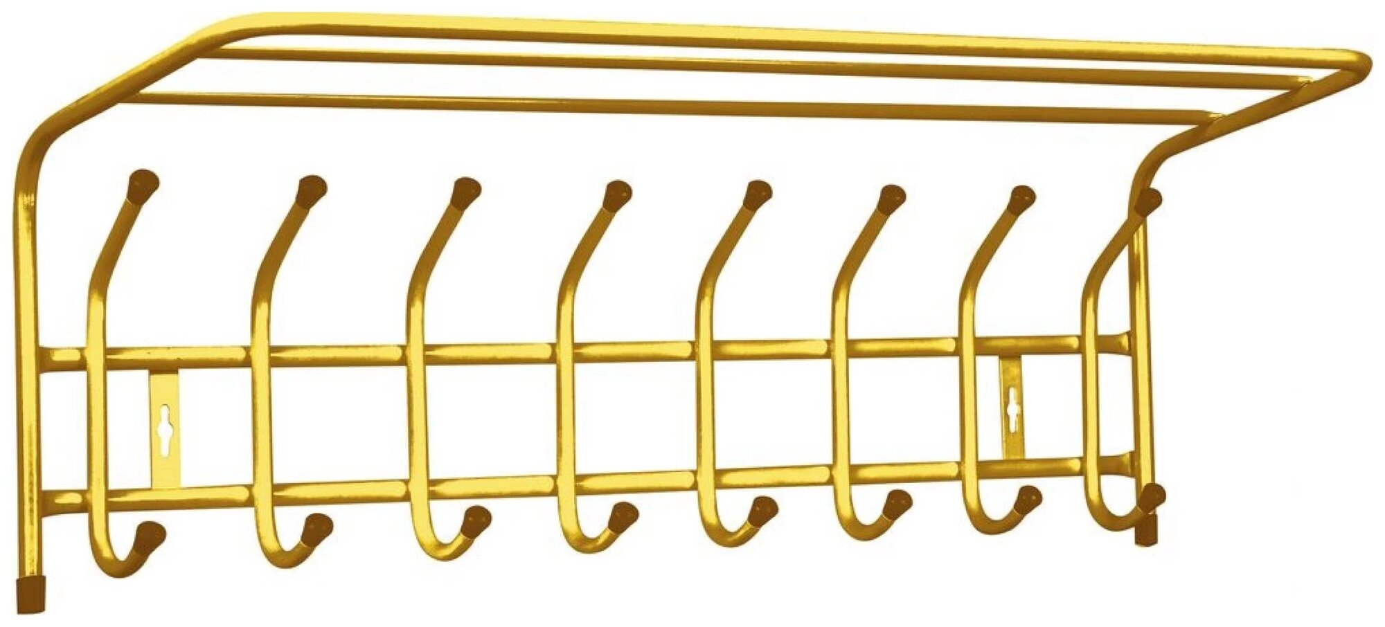 Вешалка с полкой настенная металлическая на 8 крючков ВП8 золотой