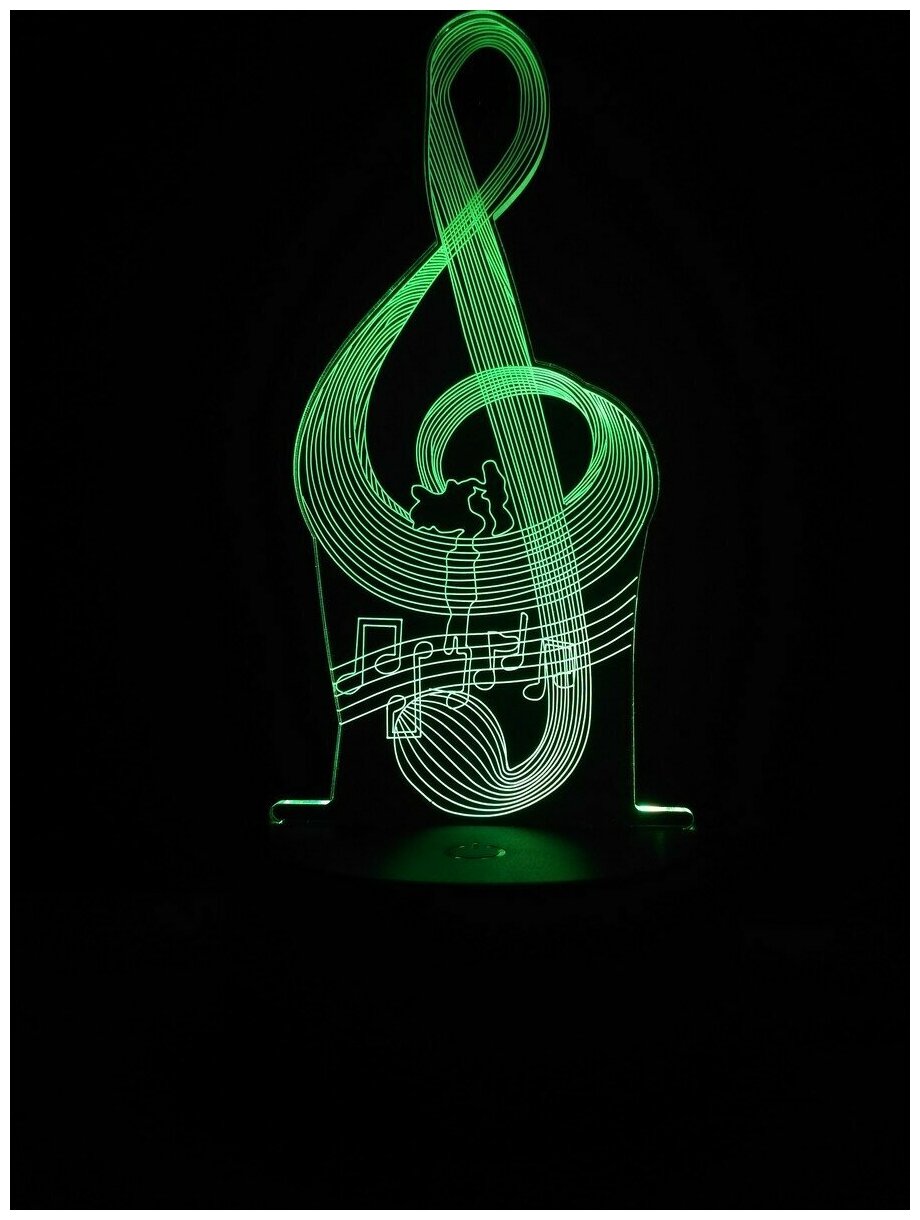 Светодиодный ночник 3Д "Скрипичный ключ" - фотография № 5