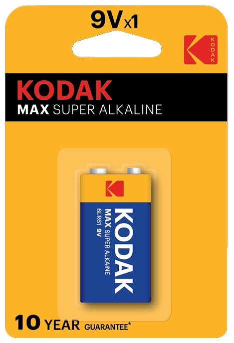 Батарейка Kodak Max Super Alkaline Крона, в упаковке: 1 шт.