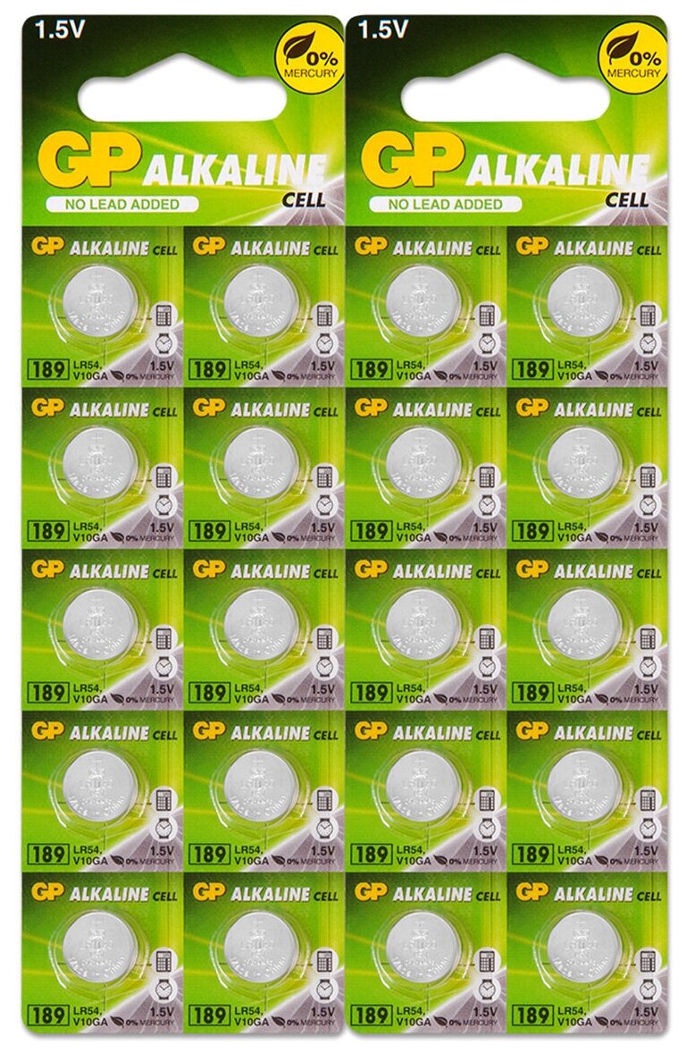 Батарейка AG10 (LR54 LR1130 389) 1.5V GP Blister