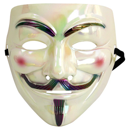 маска анонимуса пластиковая гай фокс перламутровая белая Маска Анонимуса / пластиковая Гай Фокс Перламутровая Белая