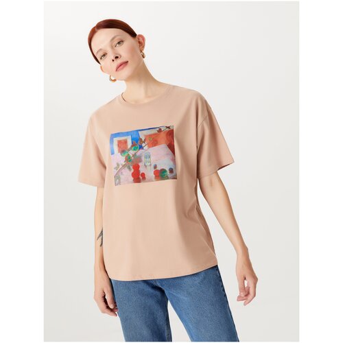 фото Футболка sela, размер m, бежевый