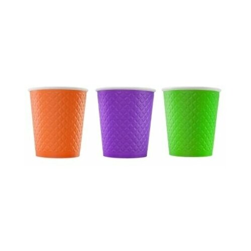 Стакан бумажный 250мл 25шт двухслойный одноразовый 3 цвета