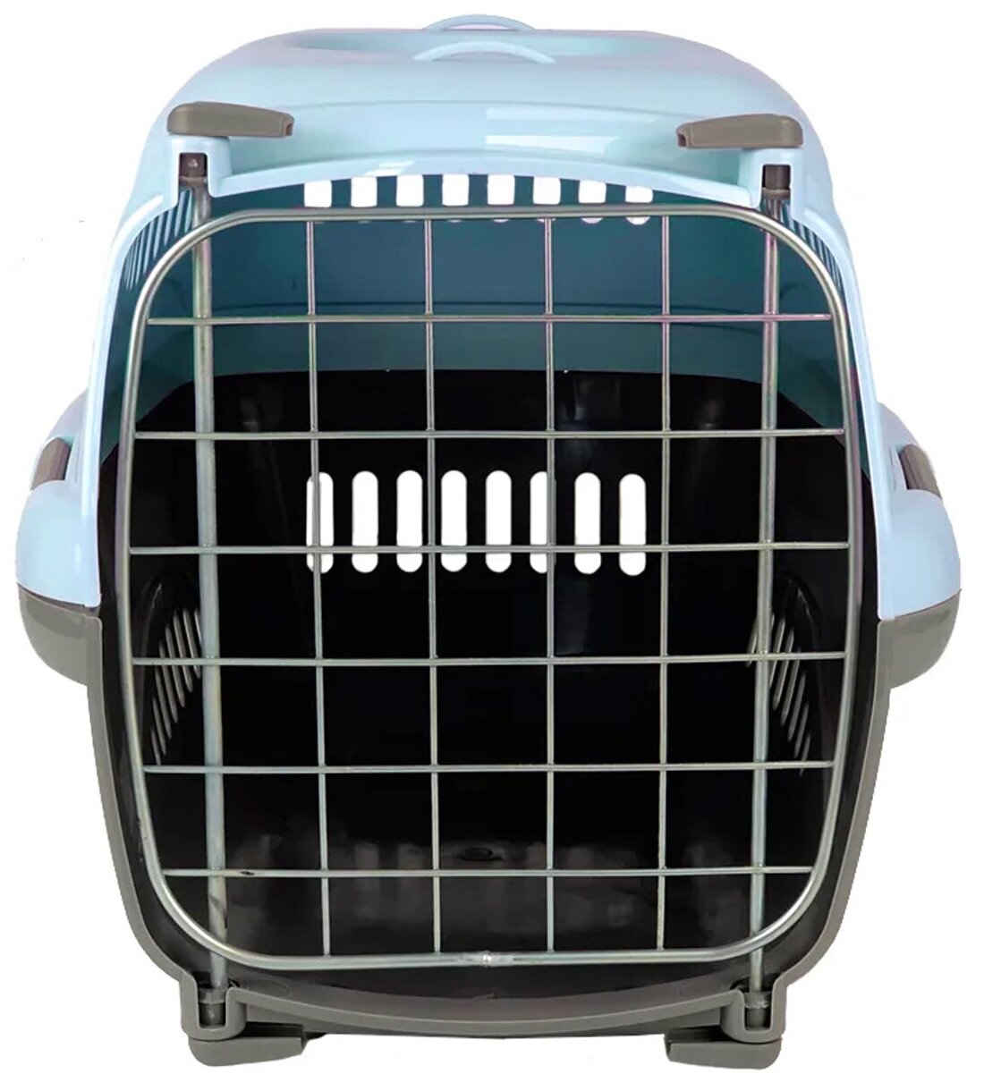 Клиппер-переноска для кошек и собак Zooexpress Турне 42х29,5х29 см (S), дверца с фиксацией, голубая - фотография № 1