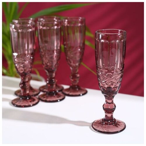 Magistro Набор бокалов для шампанского Magistro «Ла-Манш», 160 мл, 7x20 см, 6 шт, цвет розовый