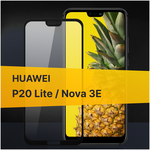 Противоударное защитное стекло для телефона Huawei P20 Lite и Nova 3e / Полноклеевое 3D стекло с олеофобным покрытием на Хуавей П20 Лайт и Нова 3е - изображение