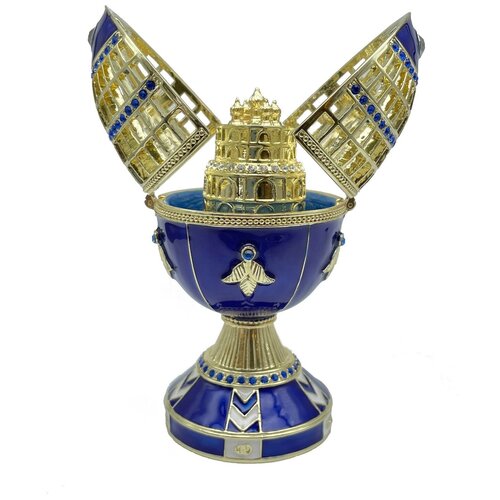 Декоративное пасхальное коллекционное яйцо в стиле Фаберже (Faberge Egg). Интерьерная, сувенирная, универсальная шкатулка для ювелирных украшений, бижутерии, мелочей, подарки, фигурка, статуэтка, сувениры, винтаж, антик, интерьер, декор. Ручная работа, пьютер, эмаль, позолота, Австрийские кристаллы. Design by Keren Kopal, Israel