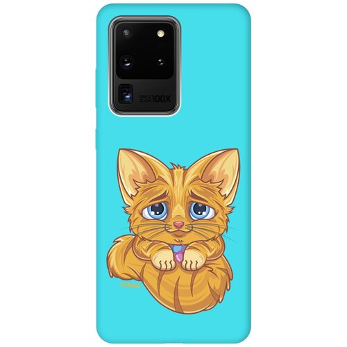 фото Ультратонкая защитная накладка soft touch для samsung galaxy s20 ultra с принтом "crying cat" мятная gosso