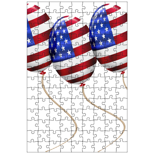 фото Магнитный пазл 27x18см."надувные шарики, американские флаги, празднование" на холодильник lotsprints