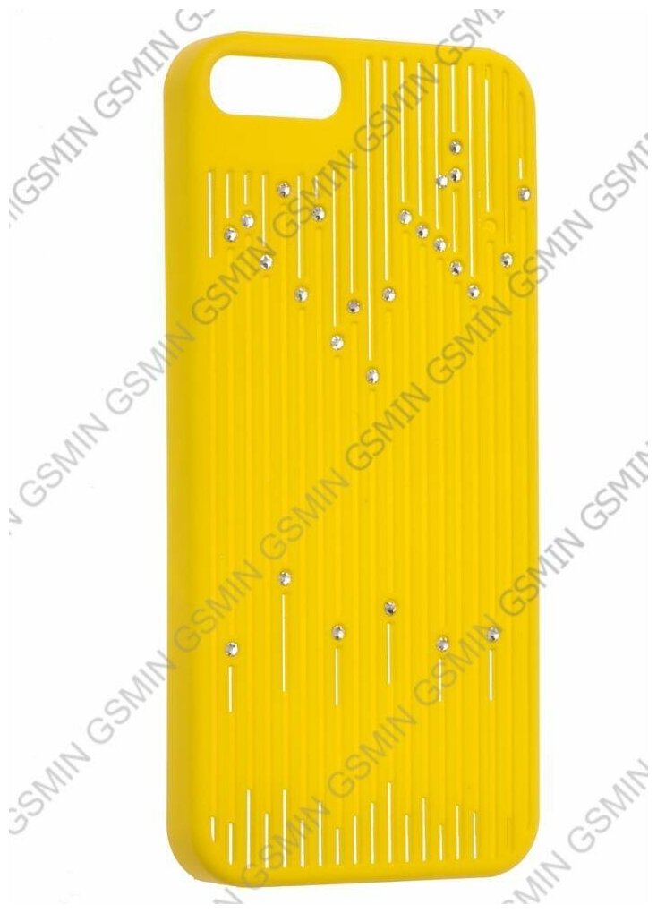 Чехол-накладка для Apple iPhone 5/5S/SE со стразами полосатая (Желтый)