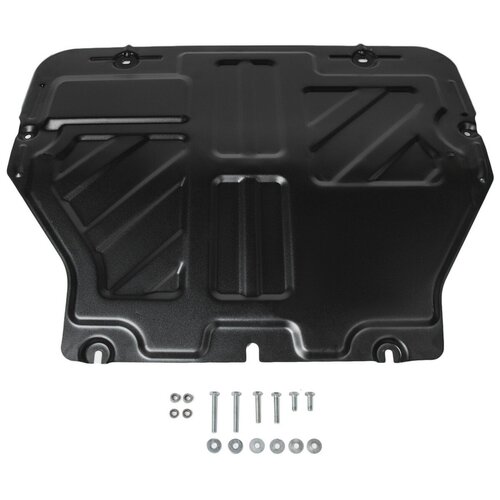 фото Защита картера и кпп rival для volkswagen caravelle t5, t6 2003-2019 2020-н. в./multivan t5, t6 2003-2019 2020-н. в./transporter t5, t6 2003-2019 2020-н. в штампованная, сталь 1.8 мм, с крепежом, 111.5806.2