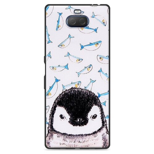 фото Чехол-бампер mypads для sony xperia 10 стеклянный из закаленного стекла с эффектом градиент зеркальный блестящий переливающийся с тематикой пингвин