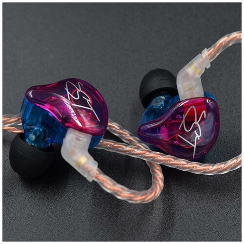 Наушники ZST 6D стерео Hi-Fi 20-40КГц с управлением басами - гибридная технология специальная арматура и динамический драйвер - сиреневые 120700₽