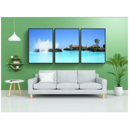 фото Набор модулных постеров для интерьера "фонтан, характеристики воды, фонтаны" 60x90 см. в тубусе, без рамки lotsprints