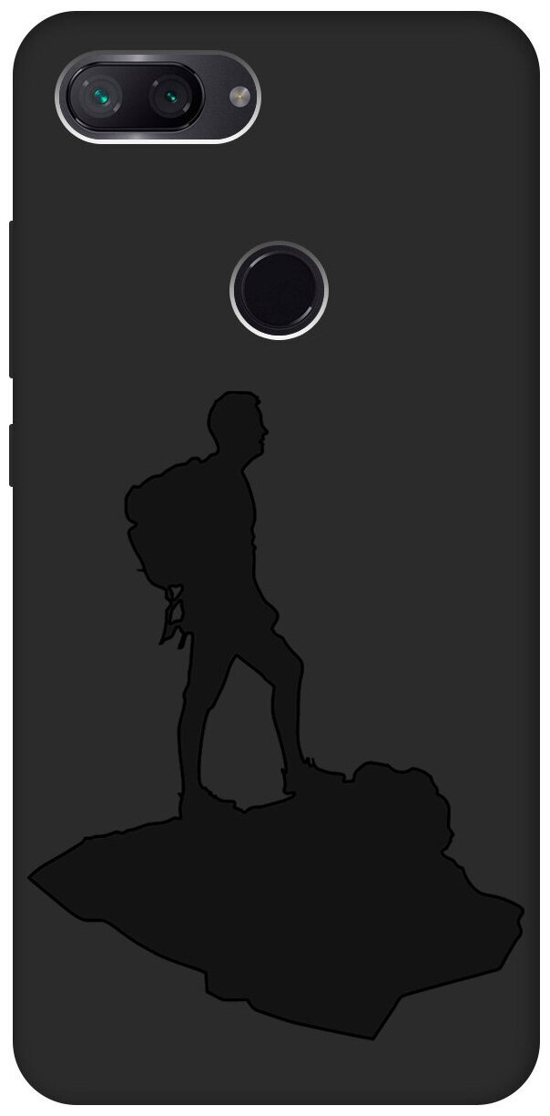 Матовый чехол Trekking для Xiaomi Mi 8 Lite / Сяоми Ми 8 Лайт с эффектом блика черный