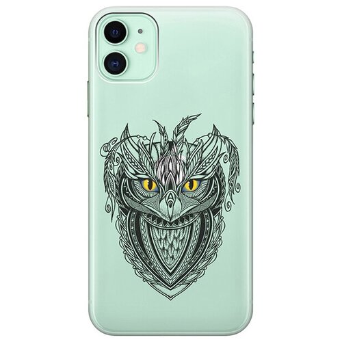 фото Ультратонкий силиконовый чехол-накладка для apple iphone 11 с 3d принтом "grand owl" gosso