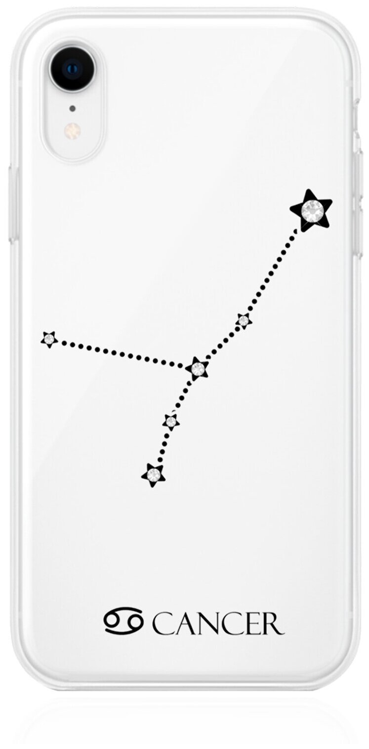Прозрачный силиконовый чехол с кристаллами Lux для iPhone XR Знак зодиака Рак Cancer для Айфон 10R